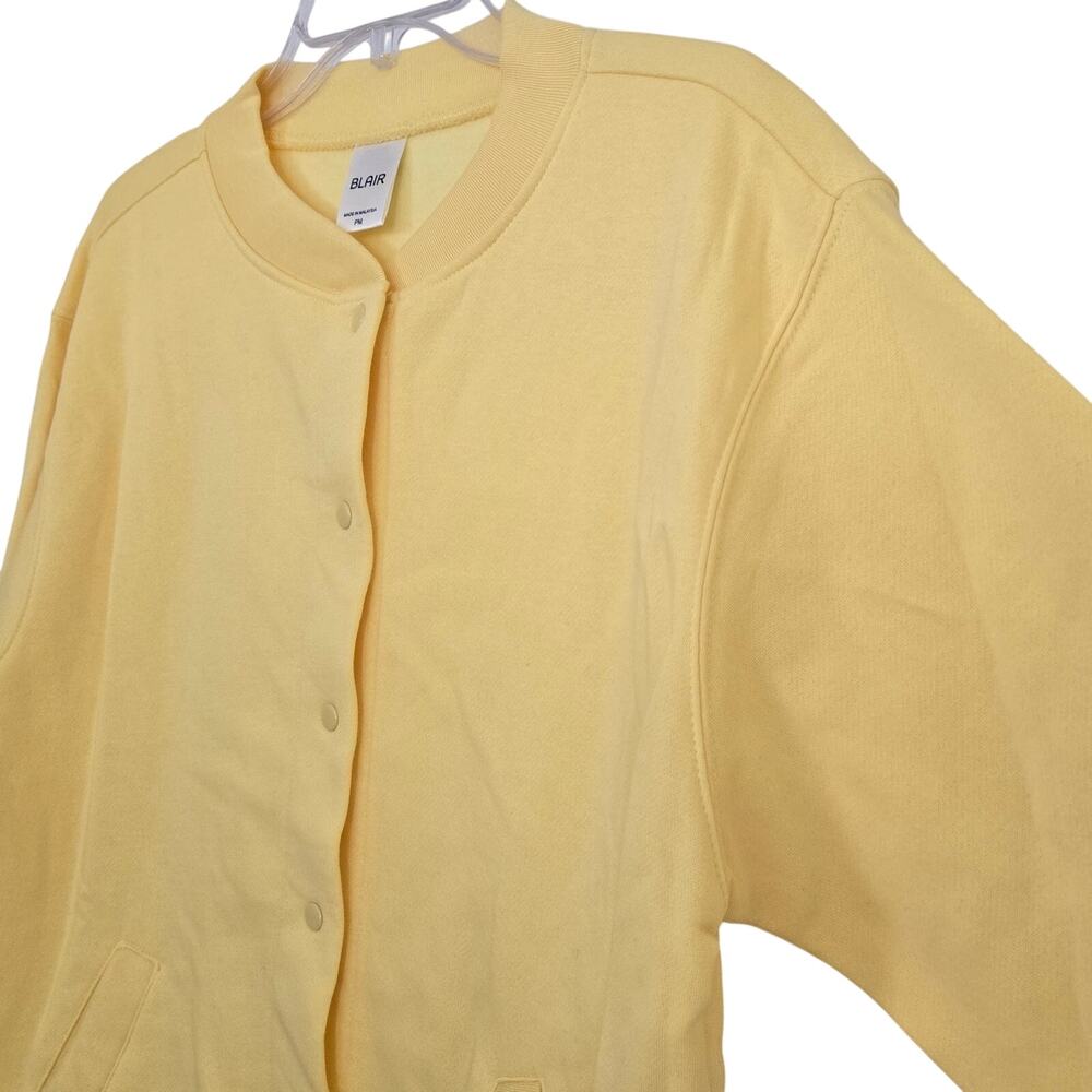 Blair Fleece Jacket Cardigan Snap Front Butter Yellow Size Petite Medium Pockets - Picture 3 of 10